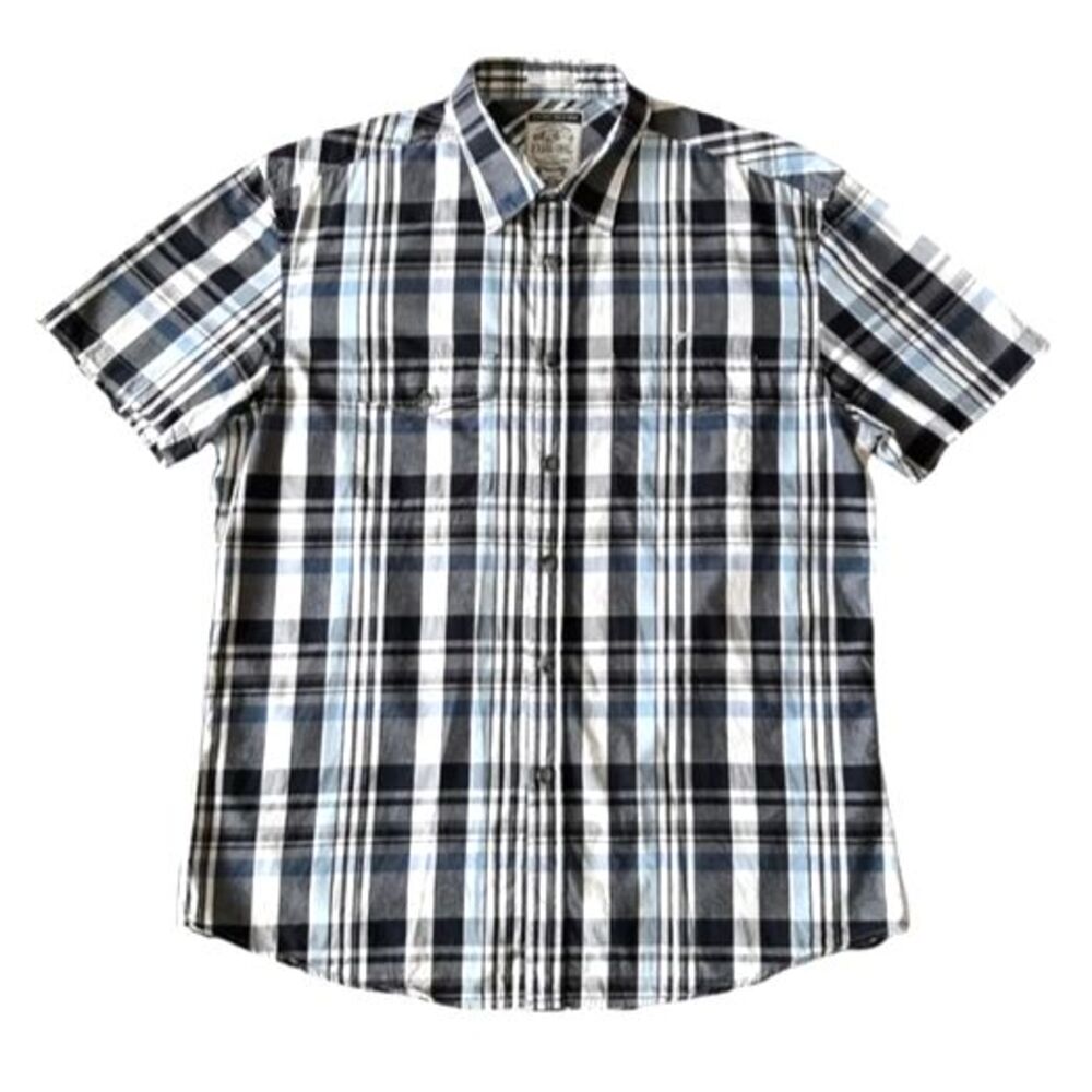 Ellus Original Plaid Cotton Shirt Button Down Casual y2k Top Shorts Sleeve  L